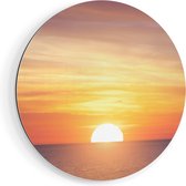 Artaza Dibond Muurcirkel Zonsondergang Op De Zee - Ø 60 cm - Wandcirkel - Rond Schilderij - Voor Binnen en Buiten
