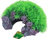 Boon aqua deco ornament bubbel Green Moss plant en halve rots met uitstromer, 16x8,5 cm.