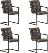 Decoways - Eetkamerstoelen 4 stuks echt leer verweerd grijs