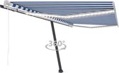 Decoways - Luifel automatisch met LED en windsensor 450x350 cm blauw wit