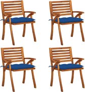 Decoways - Tuinstoelen 4 stuks met kussens massief acaciahout