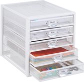 bureau organizer - 5 lades - 29 x 27,5 x 35,5 cm - metaal - wit