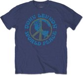 John Lennon Heren Tshirt -S- World Peace Blauw