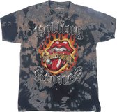The Rolling Stones Heren Tshirt -M- Tattoo Flames Grijs