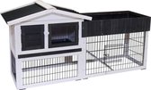 Flamingo konijnenhok rustic aurora grijs - hout - 53x155x80,5cm + gratis drinkfles 100ml