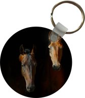 Sleutelhanger - Paarden - Dieren - Bruin - Plastic - Rond - Uitdeelcadeautjes