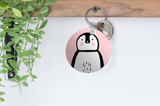 Porte-clés - Pingouin - Enfant - Rose - Plastique - Rond - Cadeau Sinterklaas - Cadeau de Noël - Cadeaux de chaussures - Cadeaux à distribuer