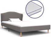 Decoways - Bed met traagschuim matras stof lichtgrijs 90x200 cm