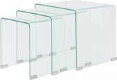 Decoways - Bijzettafel set 3-dlg transparant gehard glas