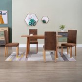 Decoways - Eetkamerstoelen 4 st kunstsuède bruin