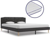 Decoways - Bed met traagschuim matras stof zwart 160x200 cm