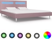 Decoways - Bedframe met LED stof roze 180x200 cm