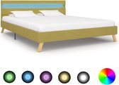 Decoways - Bedframe met LED stof groen 160x200 cm