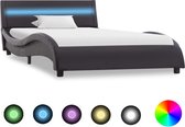 Decoways - Bedframe met LED kunstleer zwart 100x200 cm