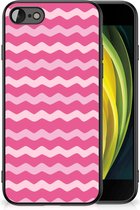 Smartphone Hoesje iPhone 7/8/SE 2020/2022 Bumper Hoesje met Zwarte rand Waves Pink