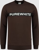 Purewhite -  Heren Slim Fit   Sweater  - Bruin - Maat L