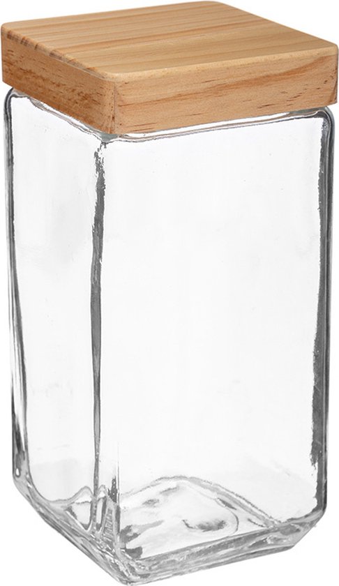 Vader fage Verpletteren Distilleren Five® Glazen voorraadpotten houten deksel (2.0 liter) - Transparant & Hout  - Met deksel | bol.com