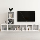 Decoways - 3-delige Tv-meubelset spaanplaat hoogglans wit