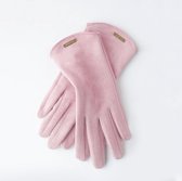 Dames suede look designer handschoen roze met touchscreen functie