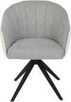 Eetkamerstoel - Lichtgrijs en wit fluweel - L 61,5 x D 61 x H 79,5 cm - MANON
