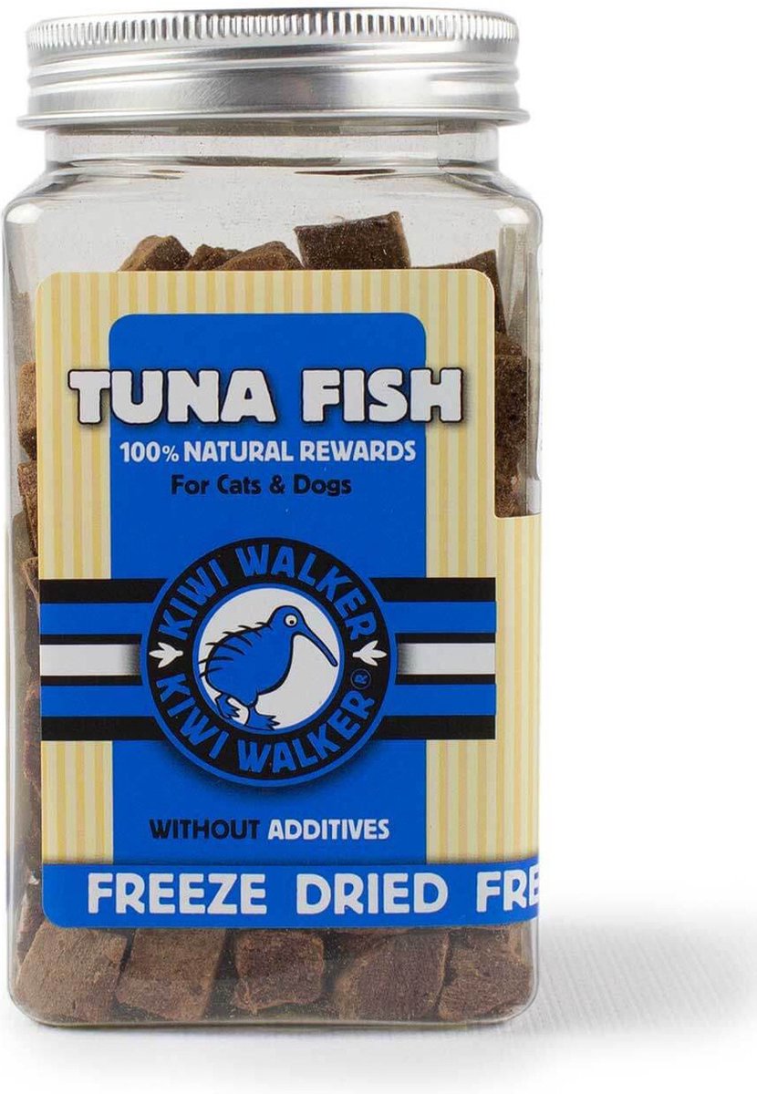Kiwi Walker Lyofiliseerde snack van tonijn 85 gr gevriesdroogd voor honden en katten 100% natuurlijk