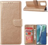 LuxeBass Hoesje geschikt voor Samsung Galaxy Note 20 - Bookcase Goud - portemonnee hoesje - telefoonhoes - gsm hoes - telefoonhoesjes