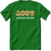 2009 Limited Edition Lines T-Shirt | Goud - Zilver | Grappig Verjaardag en Feest Cadeau Shirt | Dames - Heren - Unisex | Tshirt Kleding Kado | - Donker Groen - L