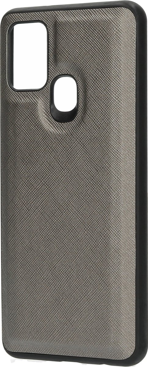 Samsung Galaxy A21s Hoesje - Casetastic - Saffiano Serie - Kunstlederen Backcover - Zilver - Hoesje Geschikt Voor Samsung Galaxy A21s