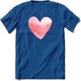 Valentijn Pastel waterverf Hart T-Shirt | Grappig Valentijnsdag Cadeautje voor Hem en Haar | Dames - Heren - Unisex | Kleding Cadeau | - Donker Blauw - 3XL