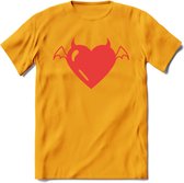 Valentijn Hart T-Shirt | Grappig Valentijnsdag Cadeautje voor Hem en Haar | Dames - Heren - Unisex | Kleding Cadeau | - Geel - XL