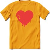 Valentijn Hart T-Shirt | Grappig Valentijnsdag Cadeautje voor Hem en Haar | Dames - Heren - Unisex | Kleding Cadeau | - Geel - M