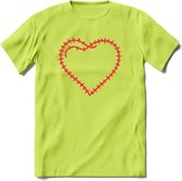 Valentijn Hart T-Shirt | Grappig Valentijnsdag Cadeautje voor Hem en Haar | Dames - Heren - Unisex | Kleding Cadeau | - Groen - L