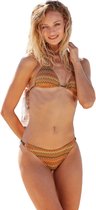 No Gossip Driehoekige bikiniset met borstkussen - Oranje en kaki kleur gestreept patroon. VEELKLEURIG 42