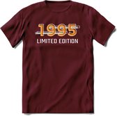 1995 Limited Edition T-Shirt | Goud - Zilver | Grappig Verjaardag en Feest Cadeau Shirt | Dames - Heren - Unisex | Tshirt Kleding Kado | - Burgundy - XXL