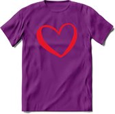 Valentijn Hart T-Shirt | Grappig Valentijnsdag Cadeautje voor Hem en Haar | Dames - Heren - Unisex | Kleding Cadeau | - Paars - L