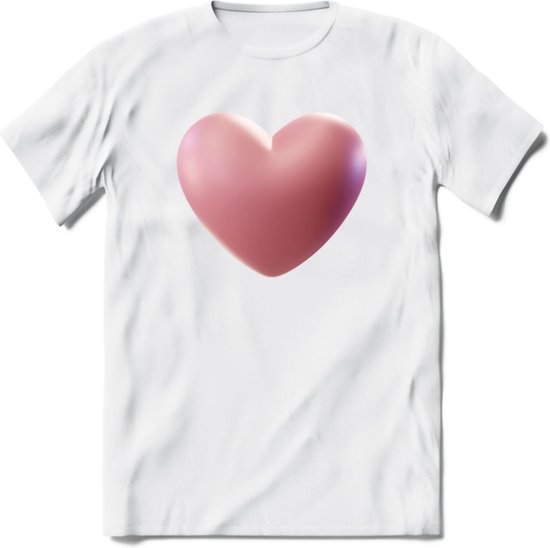 Valentijn Hart T-Shirt | Grappig Valentijnsdag Cadeautje voor Hem en Haar | Dames - Heren - Unisex | Kleding Cadeau | - Wit - 3XL