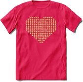 Valentijn Goud Hart T-Shirt | Grappig Valentijnsdag Cadeautje voor Hem en Haar | Dames - Heren - Unisex | Kleding Cadeau | - Roze - XL