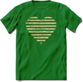 Valentijn Goud Hart T-Shirt | Grappig Valentijnsdag Cadeautje voor Hem en Haar | Dames - Heren - Unisex | Kleding Cadeau | - Donker Groen - M