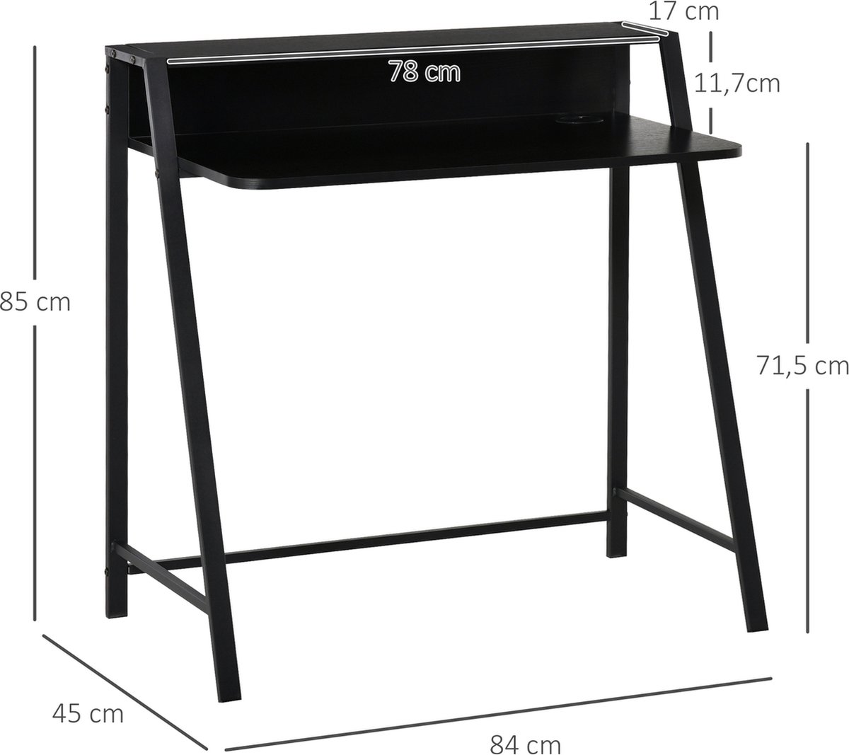 Compact Compact Bureau Zwart 84x45cm - afbeelding 5