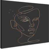 Schilderij - Silhouet in Goud, Vrouw, Premium Print