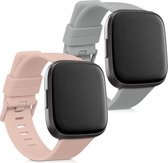 kwmobile 2x armband voor Fitbit Versa / Versa Lite / Versa 2 - Bandjes voor fitnesstracker in oudroze / grijs