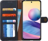 KHAZNEH Xiaomi Redmi Note 10 5G/Poco M3 Pro Hoesje RFID Bookcase Blauw