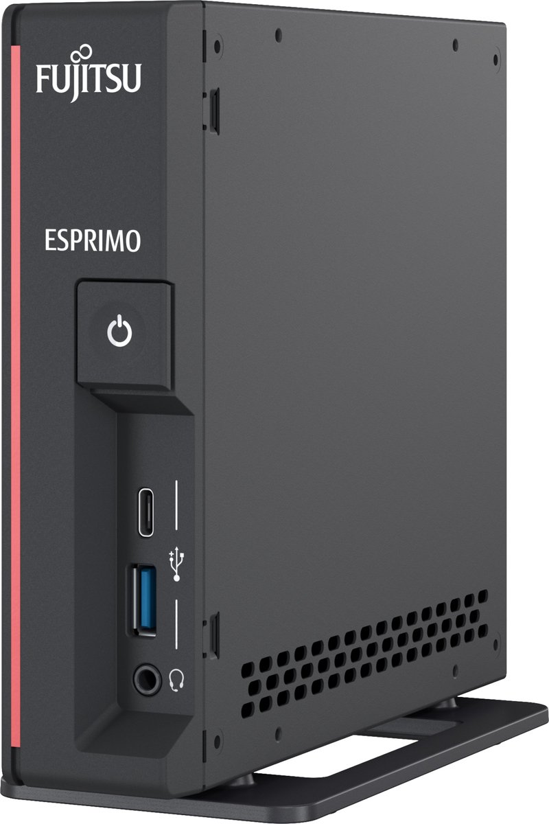 Fujitsu ESPRIMO G5011 i7-11700T Desktop Intel® Core™ i7 16 GB DDR4-SDRAM 512 GB SSD Windows 10 Pro Mini PC Rood, Zwart