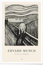 JUNIQE - Poster Munch - The Scream Lithograph -13x18 /Ivoor & Zwart