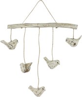 Hangmobiel  - Vogels - Hout - Wit - 44x32x7 cm - Indonesie - Sarana - Fairtrade