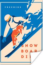 Poster Spreuken - Wintersport - 'Freeride snowboarding' - Quotes - 120x180 cm XXL - Kamer decoratie tieners