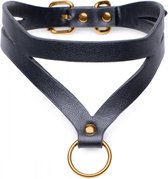 Bondage Baddie Collar w/ O-Ring - Black & Gold