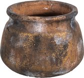 Clayre & Eef Bloempot Binnen Ø 17*13 cm Bruin Terracotta Rond Plantenpot Decoratie Pot