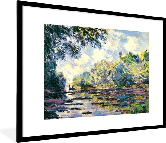 Fotolijst incl. Poster - Gedeelte van de Seine, nabij Giverny - Schilderij van Claude Monet - 80x60 cm - Posterlijst