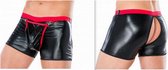 Andalea- sexy boxershort voor heren- glimmende zwart wetlook L/XL